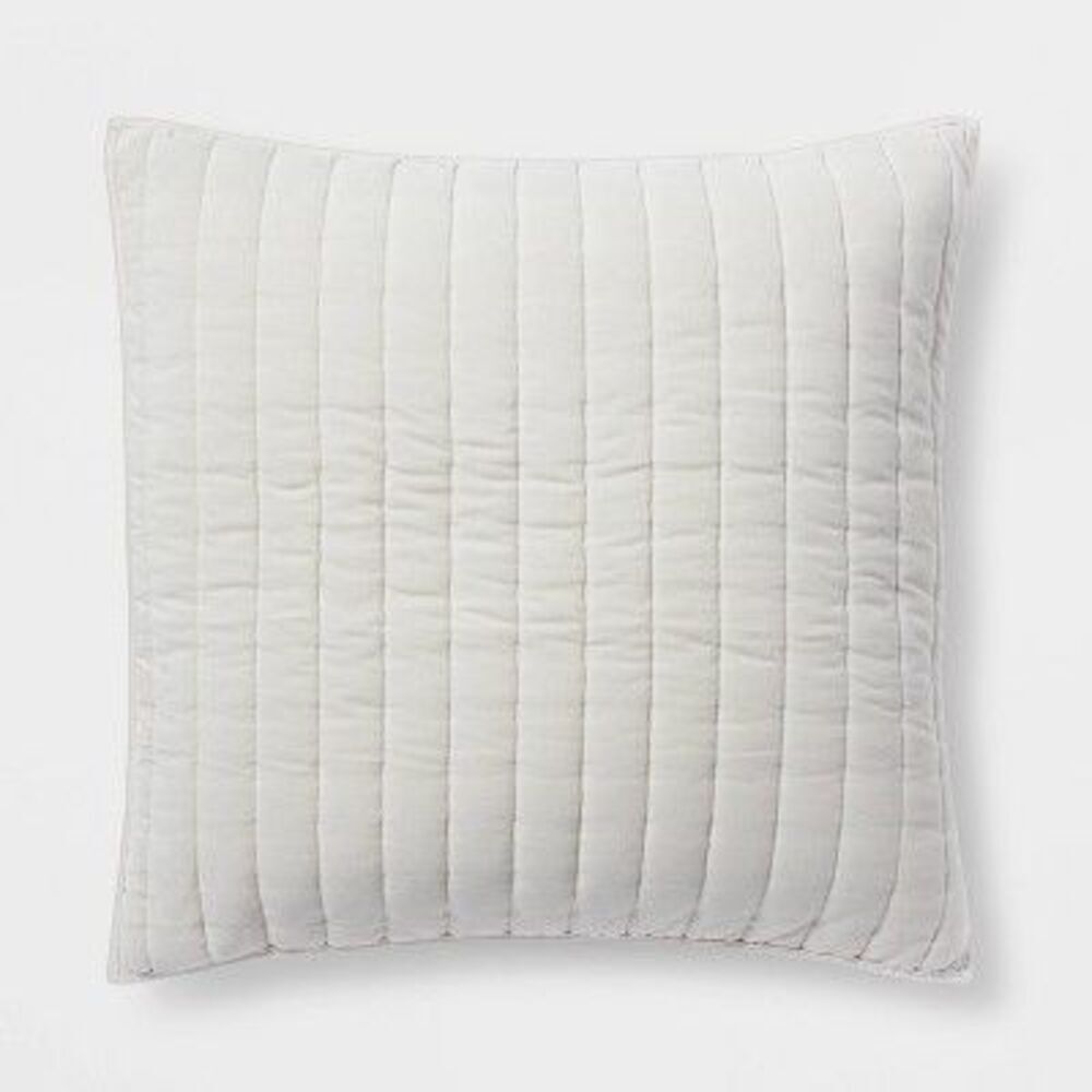 Threshold - Euro Channel Stitch Velvet Quilt Sham Cream - Thre Off-White